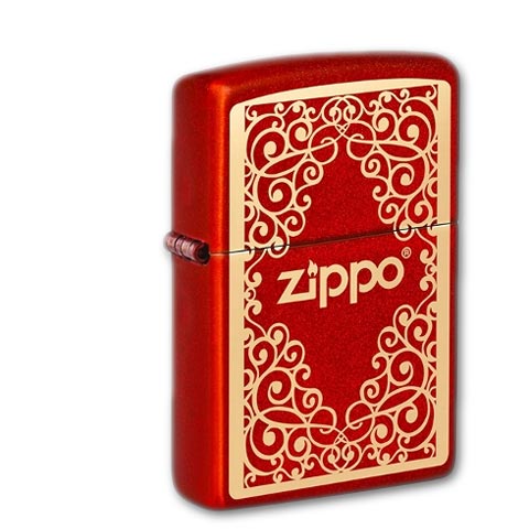 Zippo Red Metallic Ornamental Design