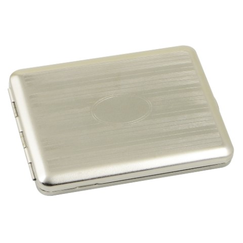 Zigaretten-Etui Nickel-Satiniert mit Streifen-Dekor für 100mm Format, 18er