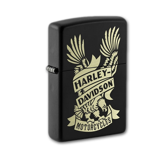 Zippo Schwarz matt Harley Davidson Logo